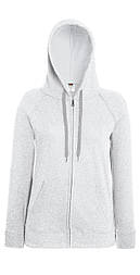 Жіноча сіра толстовка з капюшоном на блискавці Lightweight hooded jacket lady-fit Fruit of the Loom,XS