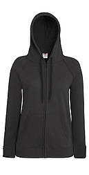 Жіноча сіра толстовка з капюшоном на блискавці (світлий графіт) Lightweight hooded jacket lady-fit Fruit of the Loom,XS