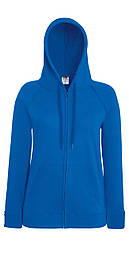 Жіноча синя толстовка з капюшоном на блискавці Lightweight hooded jacket lady-fit Fruit of the Loom,XS