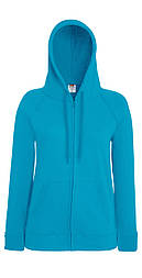 Жіноча синя толстовка з капюшоном на блискавці (ультрамарин) Lightweight hooded jacket lady-fit Fruit of the Loom,XS