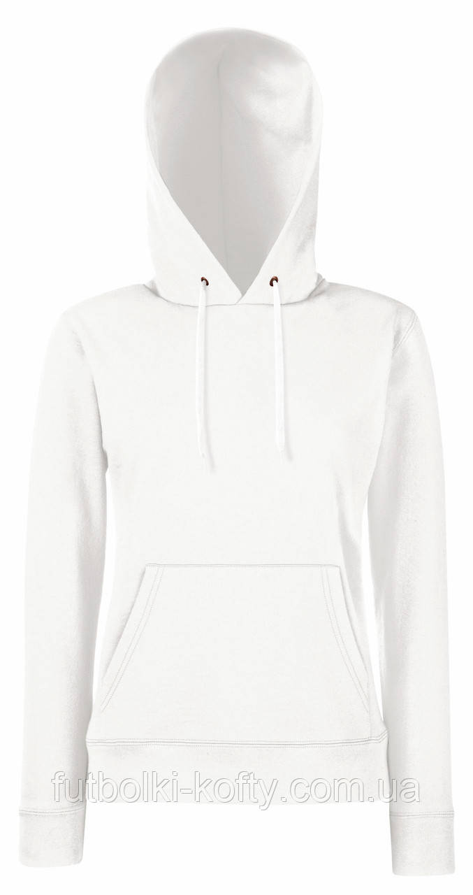 Толстовка жіноча біла худі з капюшоном Classic hooded sweat Fruit Of The Loom,2XL, фото 1