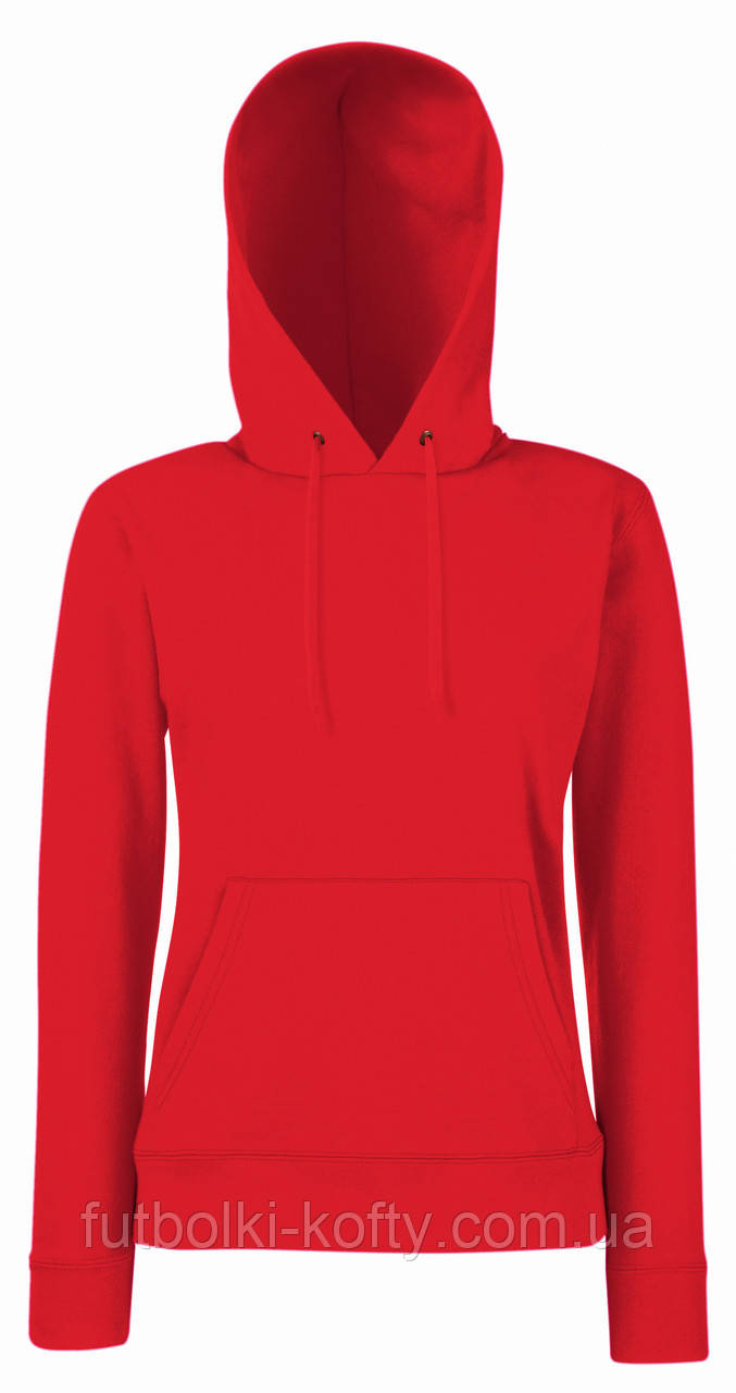 Толстовка жіноча червона худі з капюшоном Classic hooded sweat Fruit Of The Loom,L