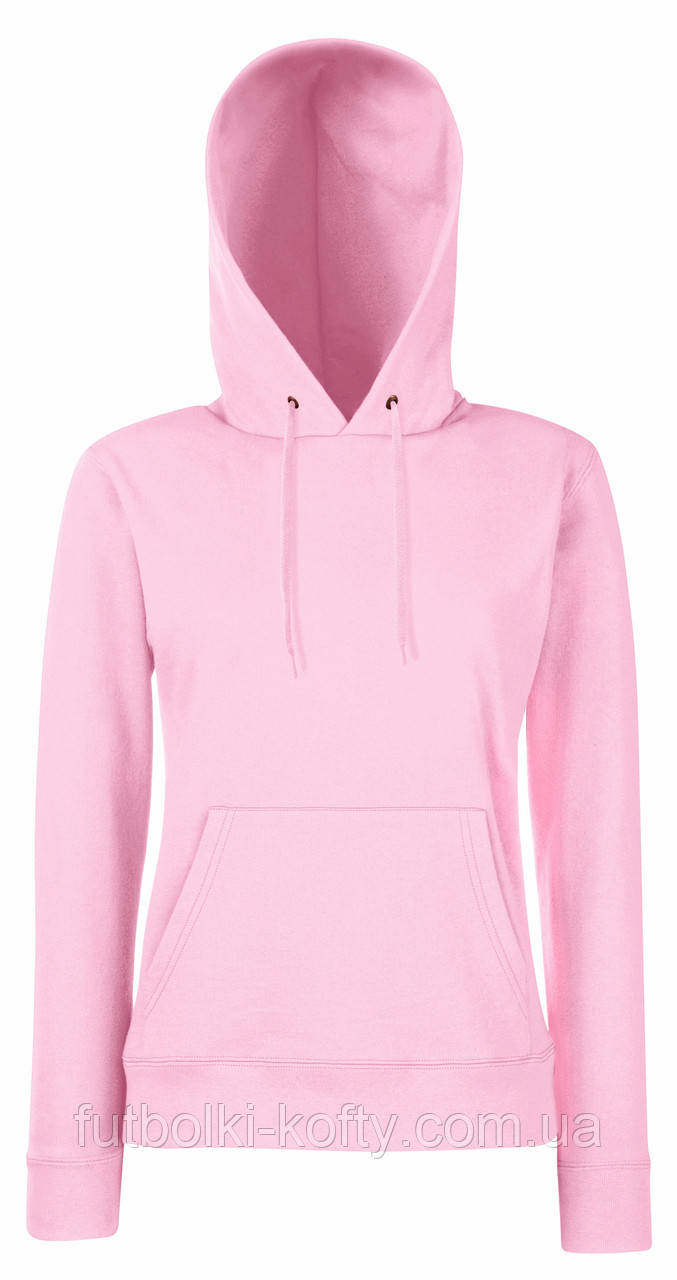 Толстовка жіноча рожева худі з капюшоном Classic hooded sweat Fruit Of The Loom,M, фото 1