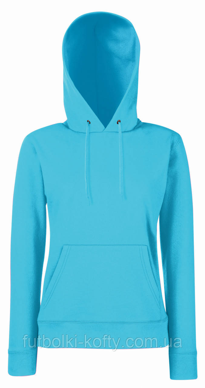 Толстовка жіноча синя худі з капюшоном (ультрамарин) Classic hooded sweat Fruit Of The Loom,XS, фото 1