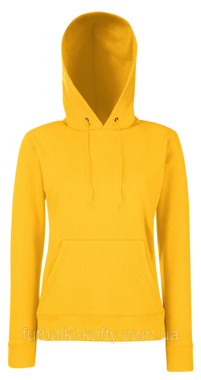 Толстовка жіноча жовта худі з капюшоном Classic hooded sweat Fruit Of The Loom,XS, фото 1