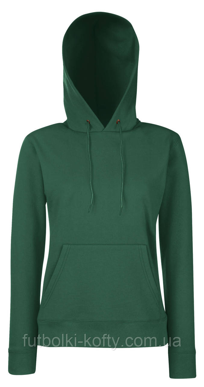 Толстовка жіноча зелена худі з капюшоном (темно-зелений) Classic hooded sweat Fruit Of The Loom,M, фото 1