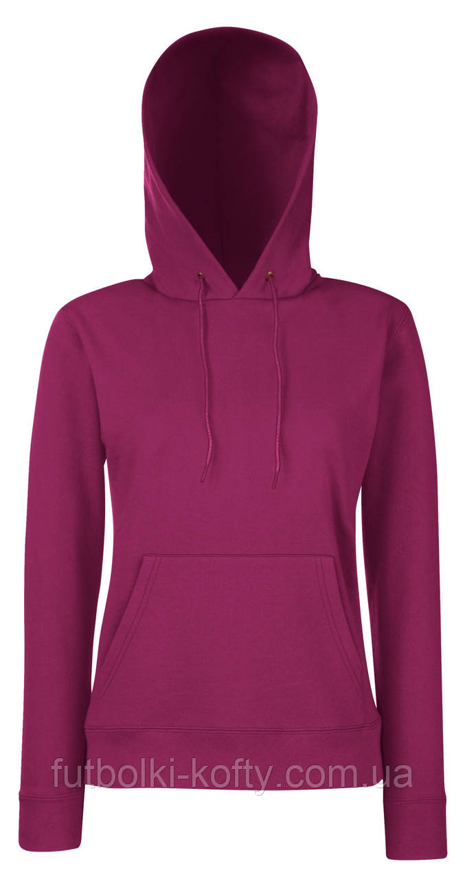 Толстовка жіноча бордова худі з капюшоном Classic hooded sweat Fruit Of The Loom,2XL, фото 1
