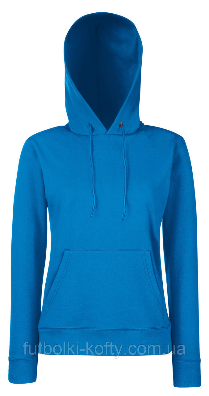 Толстовка жіноча синя худі з капюшоном Classic hooded sweat Fruit Of The Loom,M, фото 1