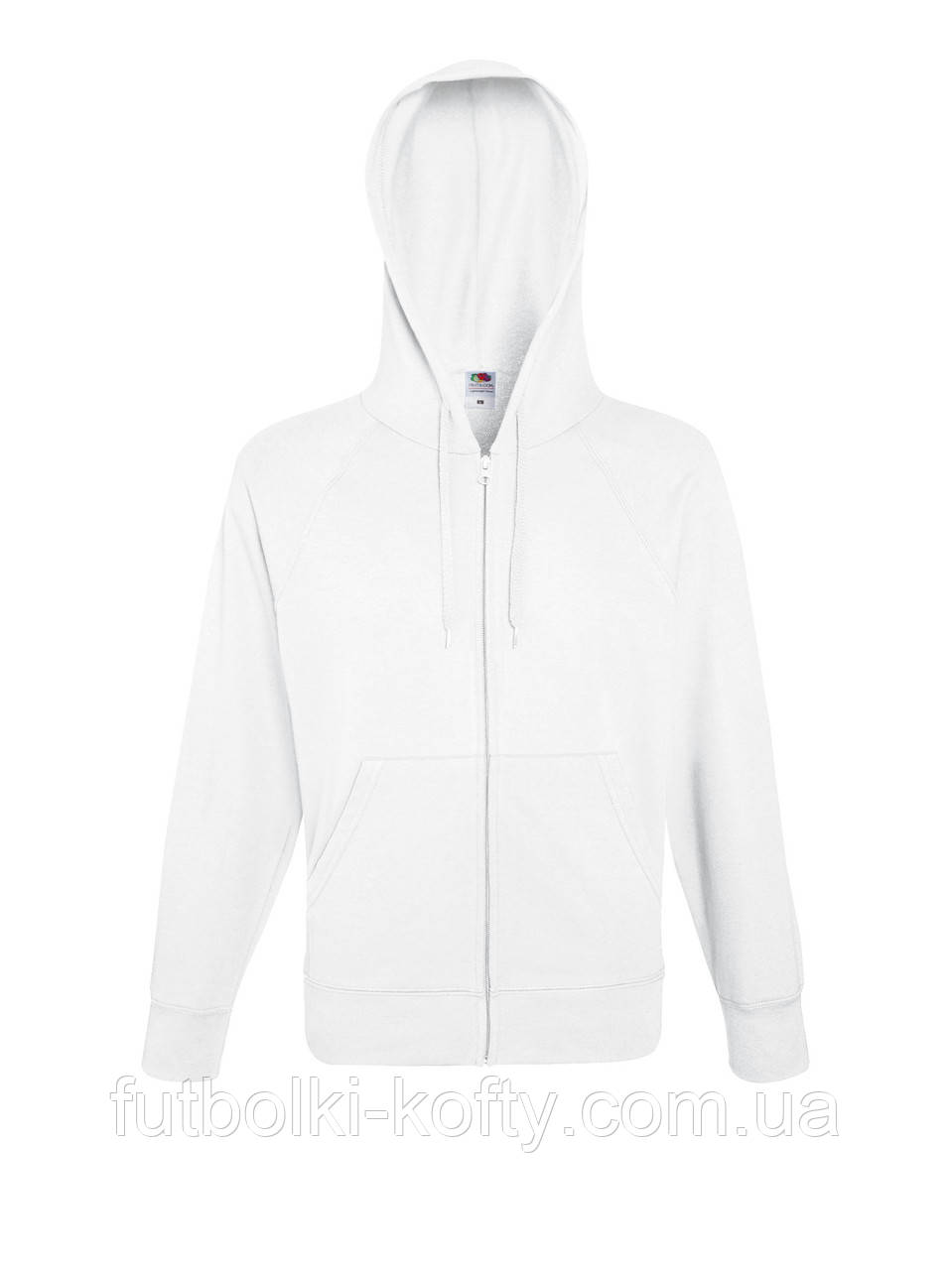 Чоловіча толстовка біла кофта на блискавці з капюшоном Lightweight hooded sweat jacket Fruit of the Loom,S, фото 1
