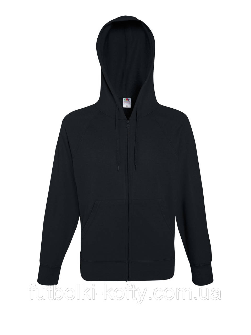 Чоловіча толстовка чорна кофта на блискавці з капюшоном Lightweight hooded sweat jacket Fruit of the Loom,S
