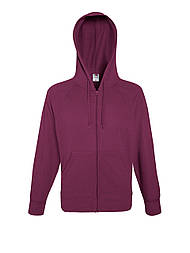 Чоловіча толстовка бордова кофта на блискавці з капюшоном Lightweight hooded sweat jacket Fruit of the Loom,2XL