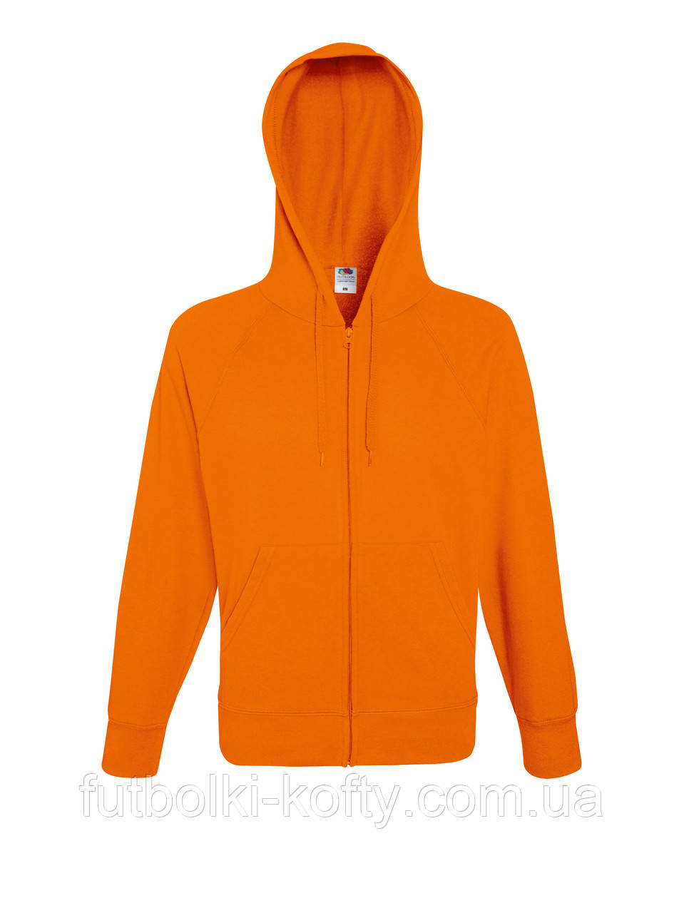 Чоловіча толстовка оранжева кофта на блискавці з капюшоном Lightweight hooded sweat jacket Fruit of the Loom,S