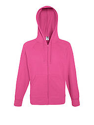 Чоловіча толстовка малинова кофта на блискавці з капюшоном Lightweight hooded sweat jacket Fruit of the Loom,S