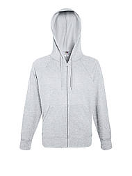 Чоловіча толстовка сіра кофта на блискавці з капюшоном Lightweight hooded sweat jacket Fruit of the Loom,2XL