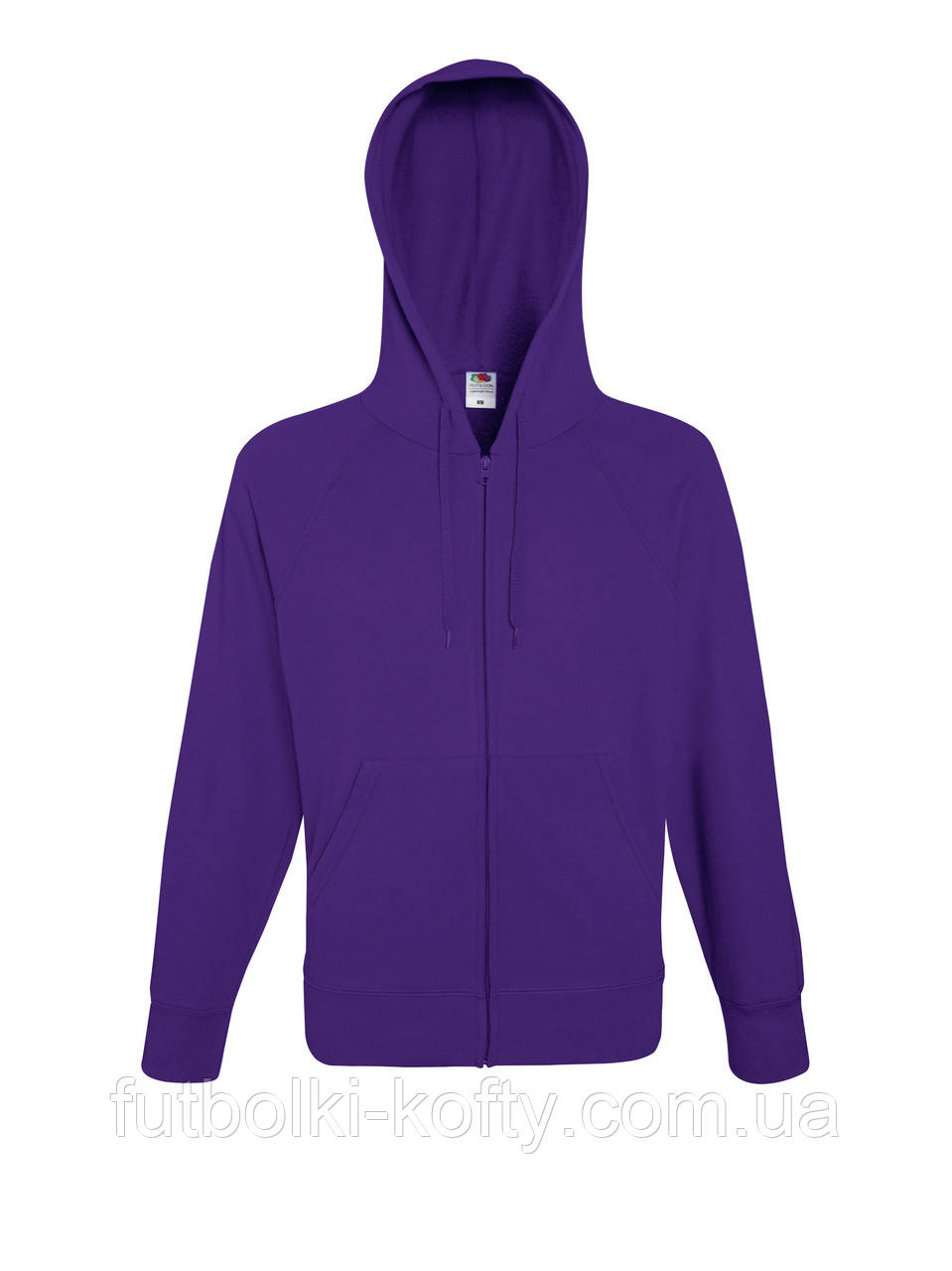 Чоловіча толстовка фіолетова кофта на блискавці з капюшоном Lightweight hooded sweat jacket Fruit of the Loom,M