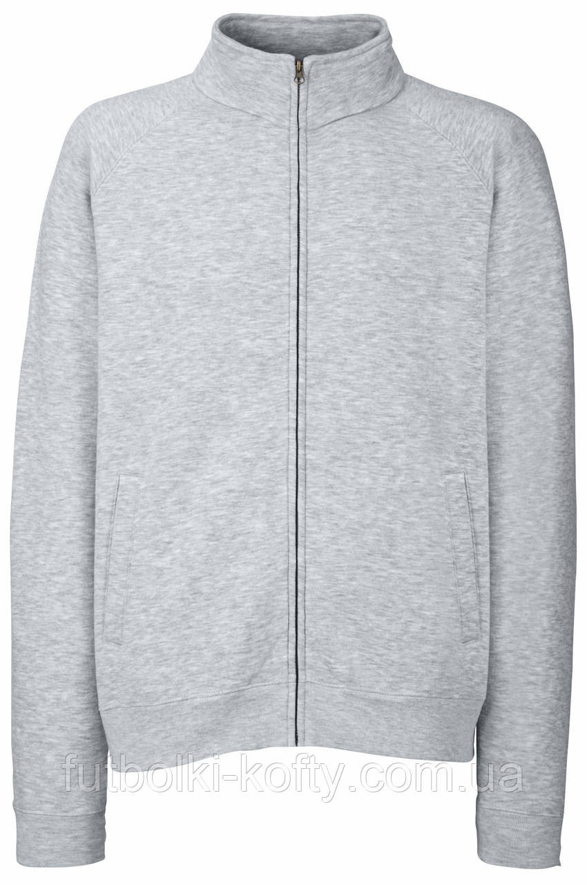 Сіра кофта на блискавці чоловіча бавовняна Classic sweat jacket Fruit of the Loom, M, фото 1