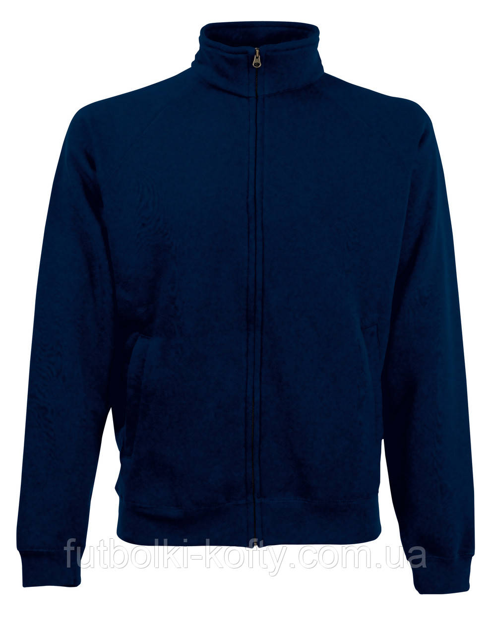 Синя кофта на блискавці чоловіча бавовняна (глибокий темно-синій) Classic sweat jacket Fruit of the Loom, M, фото 1
