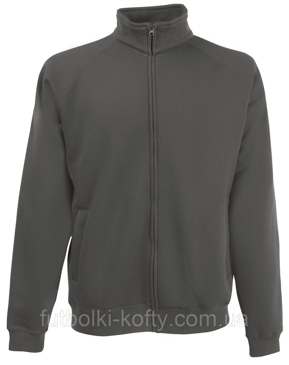 Сіра кофта на блискавці чоловіча бавовняна (світлий графіт) Classic sweat jacket Fruit of the Loom, M, фото 1