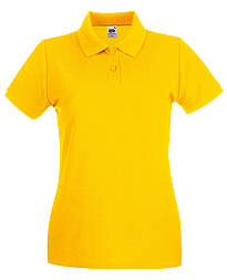 Футболка поло жіноча жовта преміум Premium polo lady-fit Fruit of the Loom,XS