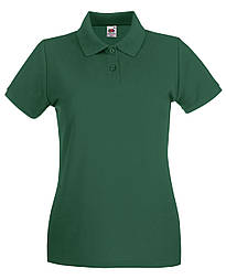 Футболка поло жіноча зелена преміум (темно-зелений) Premium polo lady-fit Fruit of the Loom,XS