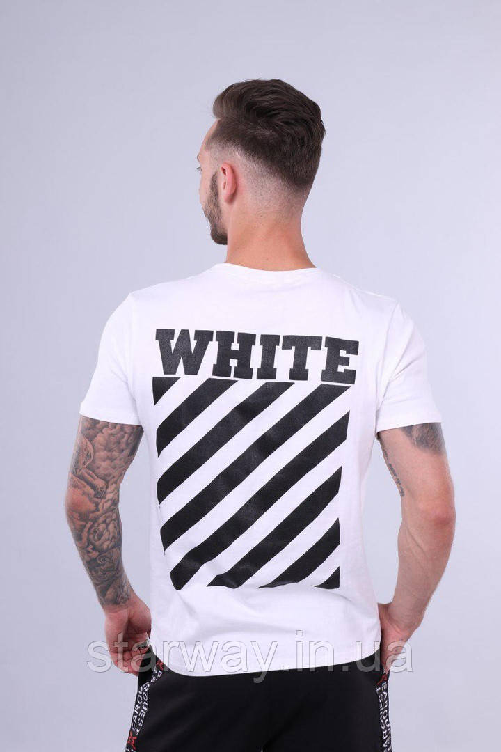Біла футболка off white black logo