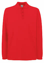Чоловіча сорочка поло червона з довгим рукавом преміум Fruit of the Loom, S