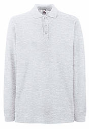 Чоловіча сорочка поло сіра з довгим рукавом преміум (попелястий) Fruit of the Loom, S