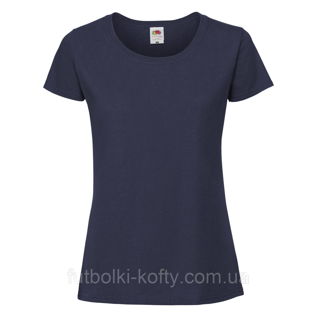 Жіноча футболка синя преміум (темно-синя) Ringspun premium T LADY-FIT Fruit of the Loom,XS