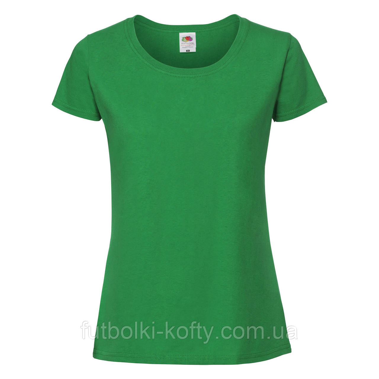 Жіноча футболка зелена преміум Ringspun premium T LADY-FIT Fruit of the Loom,S, фото 1