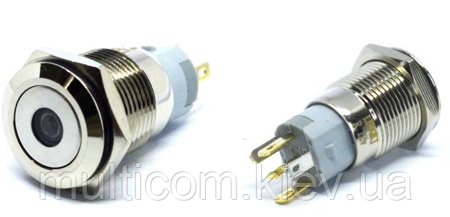 11-04-081. Кнопка антивандальна 16мм (OFF-ON), 5pin, 12V, з підсвічуванням, без фіксації