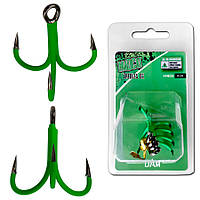 Крючок-тройник DAM MADCAT® A-STATIC TREBLE Hook 6Х 2/0 4шт. (green)