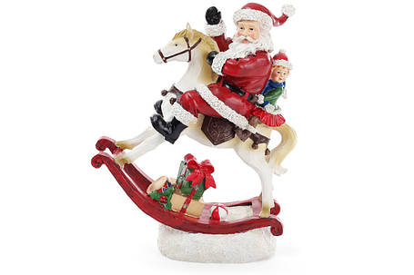 Декоративна статуетка Санта на коні з LED-підсвіткою 34 см, 837-110, фото 2