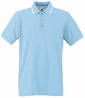 Мужская футболка рубашка поло с полосками 63-032-0 Шелкография, S, Без рисунков и надписей, Прямой, Небесно-голубой/Белый
