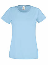Жіноча футболка класична 100% бавовна 61-372-0 Шовкографія, XL, Без малюнків і написів, Короткий, Небесно-блакитний