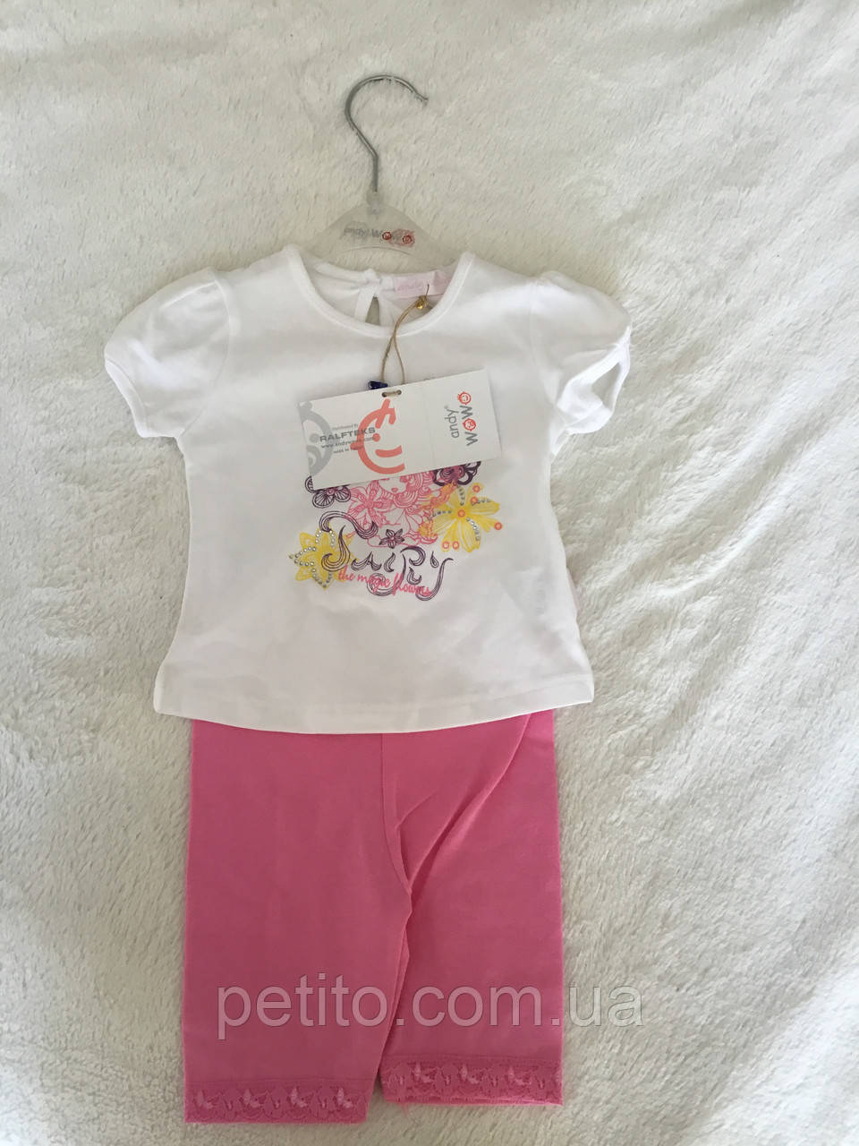 Стильний літній костюм для дівчинки з білою футболкою, фото 1