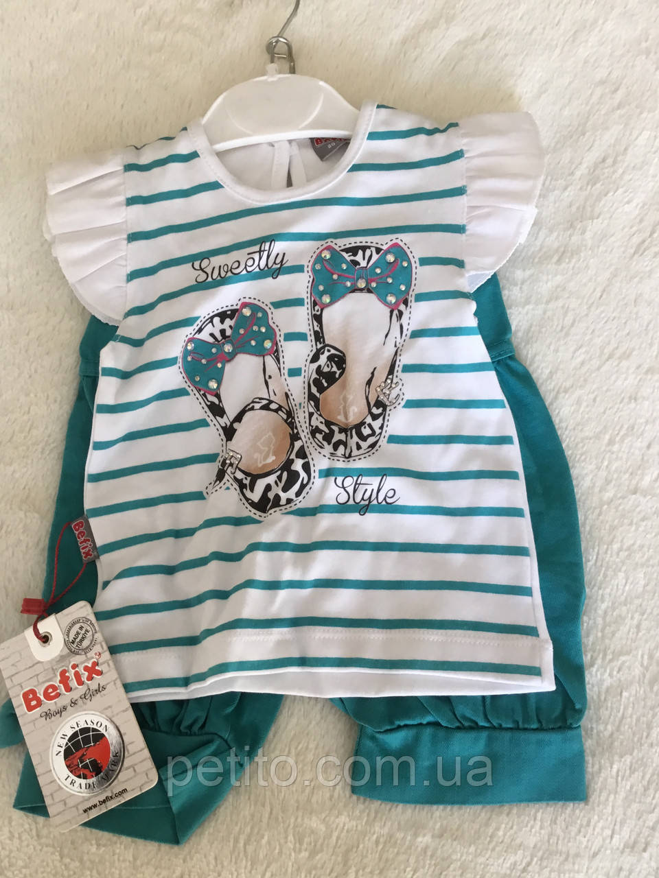 Стильний літній дитячий костюм з принтом, фото 1