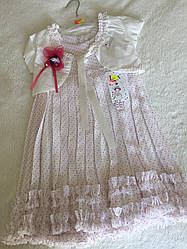 Стильне літнє плаття з накидкою для дівчинки в світлих тонах