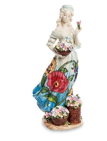 Порцелянова фігурка Дівчина з квітами 30 см Pavone JP-12/20, фото 1