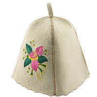 Банная шапка Luxyart "Цветок", натуральный войлок, белый (LA-168)