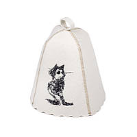 Банна шапка Luxyart "Кіт-стиляга", натуральний войлок (LA-271)