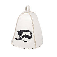 Банна шапка Luxyart "Ручна кішка", натуральний войлок, білий (LA-274)