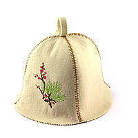 Банная шапка Luxyart "Цветущая сакура", искусственный фетр, белый (LA-384)