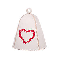 Банная шапка Luxyart "Сплетение сердец", натуральный войлок, белый (LA-457)