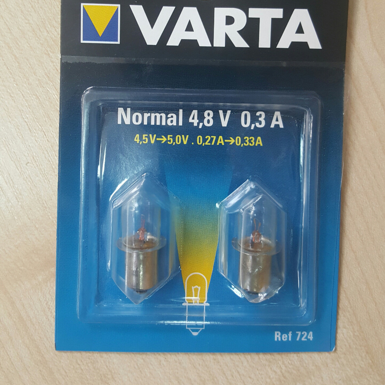 Лампочка Varta 724 для ліхтаря, аргон, 4.8, 0.3 А