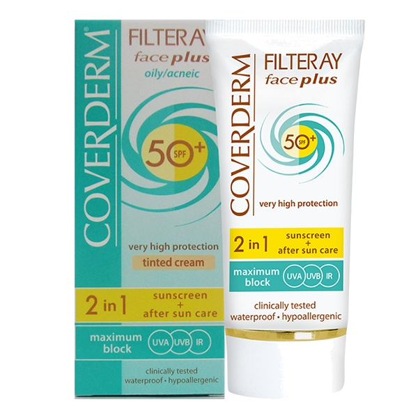 Coverderm FILTERAY Face plus SPF50+ Oily/Acneic Skin Солнєцозахисний крем для жирної шкіри