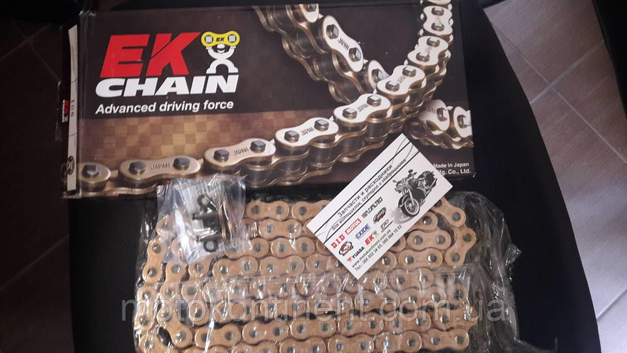 Мото ланцюг 530 EK CHAIN 530SRX2 GG золота сальник X-Ring розмір ланцюга 530 на 108 ланок