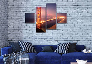 Модульна триптих картина Міст Нью Йорка, на ПВХ тканини, 50x80 см, (18x18-2/45х18-2), фото 4