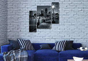 Модульна триптих картина Нічний мегаполіс, на ПВХ тканини, 85x85 см, (40x20-2/18х20-2/65x40), фото 4