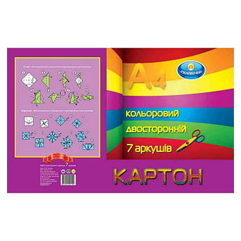 Набір кольорового двостороннього картону 7 аркушів Тетрада