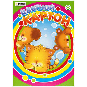 Набір кольорового картону Лунапак "Звірята" А4 8 аркушів +1 текстурний